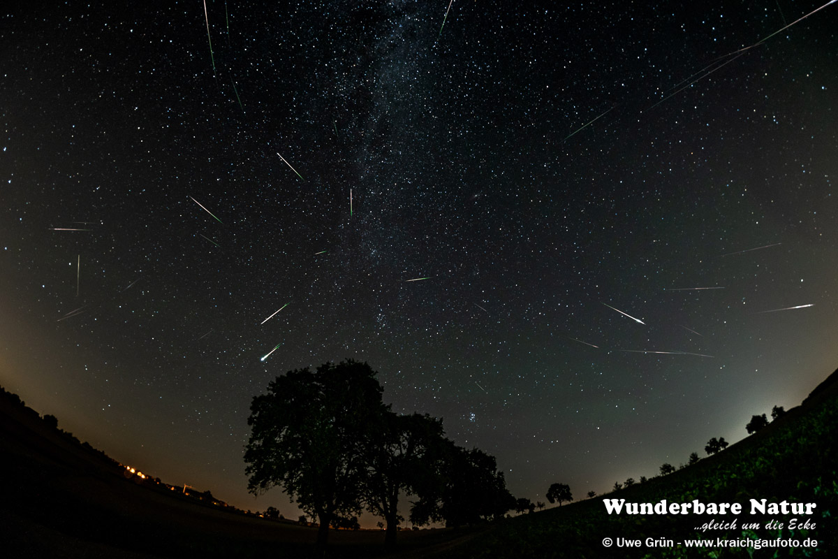 Aufnahme des Nachthimmels während des Maximums des Perseiden Meteorstromes